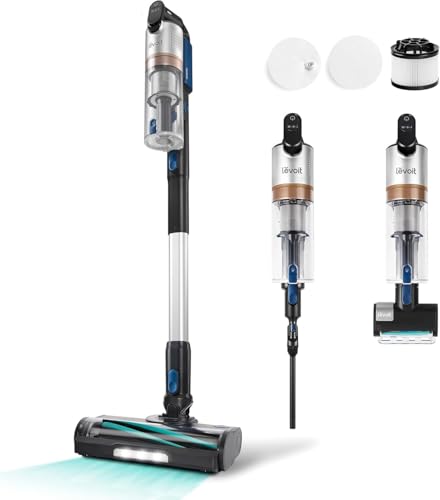 LEVOIT Aspirateur Balai sans Fil, Anti-emmêlement, Filtration HEPA à 99,99% 240 W Puissante, jusqu'à 60 Min, Affichage LED, avec Mini Brosse Turbo pour...