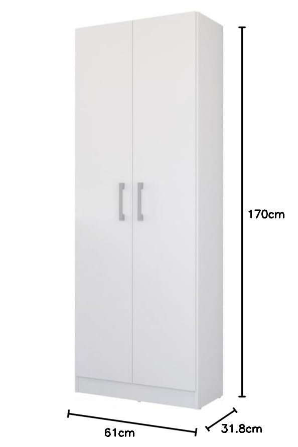 Armoire de Buanderie et Cellier Blanche 5 Niches L 61 H 170 P 31.8 cm