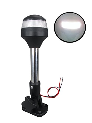 Pactrade Marine Boat Pontoon LED Anchor All Round Fold Down Light S.S. Pole 10-30v 9-1/2''H 2NM