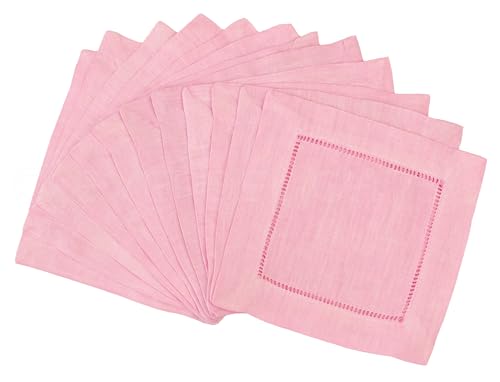 Servilletas de cóctel de lino 6" rosa claro pack 12 miniatura 1