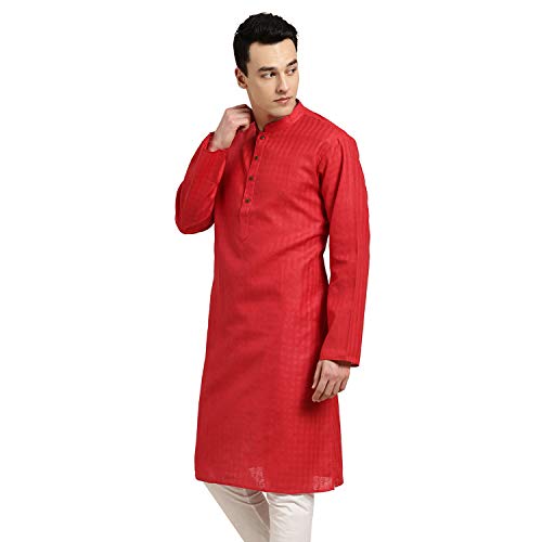 Image of SOJANYA Pastel Green Cotton Blend Kurta with Contrast Button Detailing