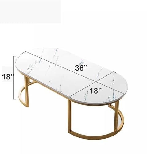 Image of Coffee Tables for Living Room Modern Coffee Table Oval Sofa Table Center Tables for Living Room 2 Tier Side Table Small Apartment Home Furniture Black Gold 2T (Black Gold 1T)