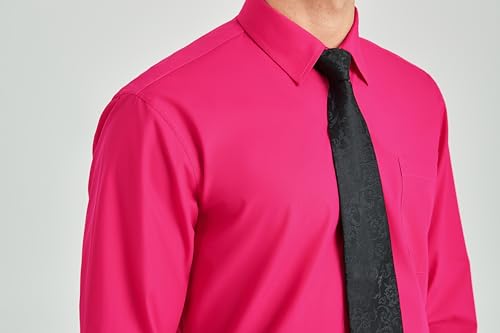 Image of HISDERN Mens Dress Shirt with Tie Pocket Square Set Classic Button Down Shirt Matching Tie Long Sleeve Shirts