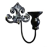 Vintage iron wall candle holder with intricate patterns for elegant home decor, designed to create For Cozy ambiance in living rooms, dining areas, or outdoor spaces (Is black)