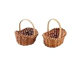 Gutol Lot de 2 paniers en osier avec poignées, mini paniers en rotin pour la décoration intérieure, les pique niques et les fêtes.