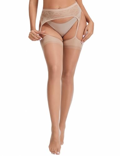 Image of Lidogirl Women's Lace Nights Garter Belt with Stockings Sheers