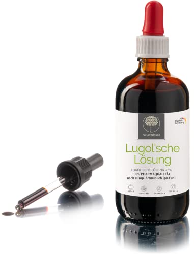 50 ml de solución Lugolsche  5% en calidad farmacéutica (ph. euro) - hergest. en Alemania – solución de yodo según la receta original en frasco de farmacia, incl. pipeta