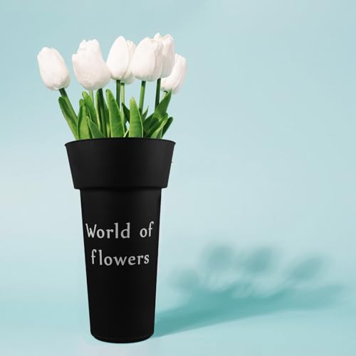 Cubo para flores plástico negro resistente de 2 piezas VILLCASE 7