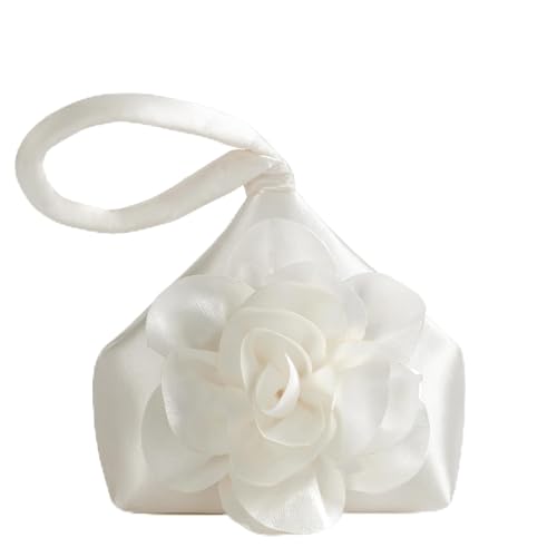 BABEYOND Clutch Bags for Women Elegant Rose Evening Bags 1920s Flapper Clutch Handbag for Costume Party Wedding & Daily Use(White)