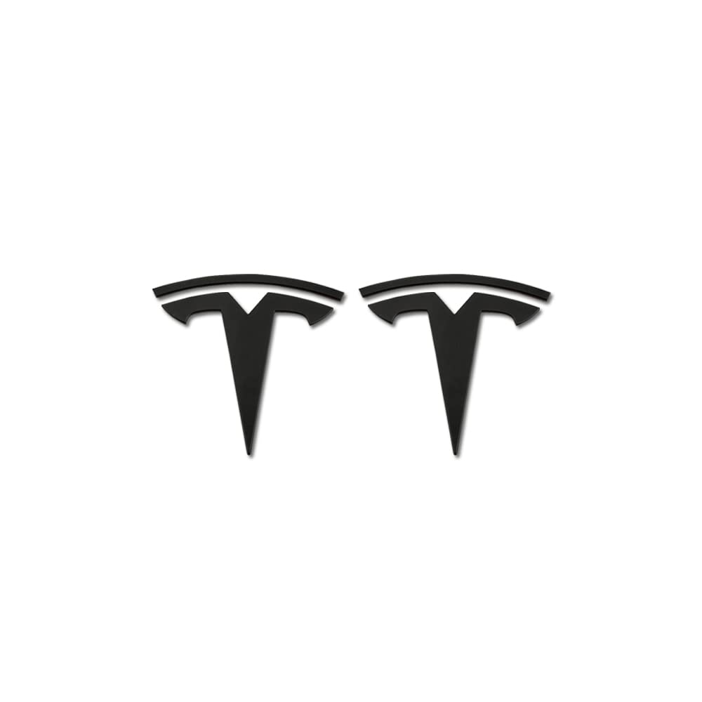 Front & Back Badge Decal Emblem Logo Decoration Covers Compatible with Tesla Model Y - (Matte Black)
