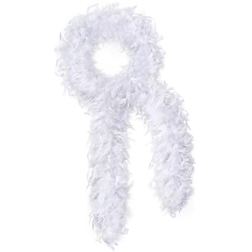 SOGUGOM White 35g Feather Boas - 2 Yards Boa Feathers for Party Concert Halloween Christmas and Dancing Wedding(White)