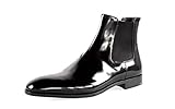 Rahmengenaehte Sohle Prada Herren Schwarz gebürstetes Spazzolato-Leder Leder Stiefelette 2TB016 42 EU/UK 8