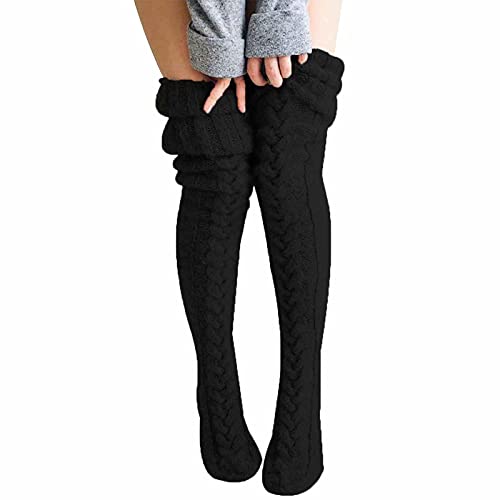Women Leg Warmers Socks, Knit Thigh High Socks, Cable Knit Socks Over Knee High Socks, Long Boot Leg Warmer Stockings(#15)