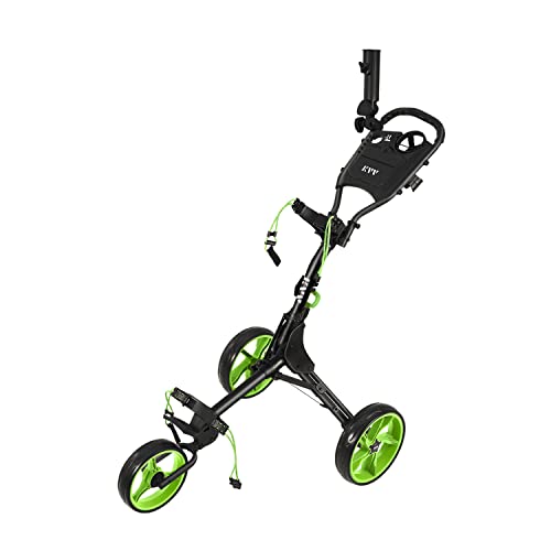 Image of KVV 3 Wheel Golf Push Cart Ultra Lightweight Smallest Folding Size, New-Version Scorecard Holder