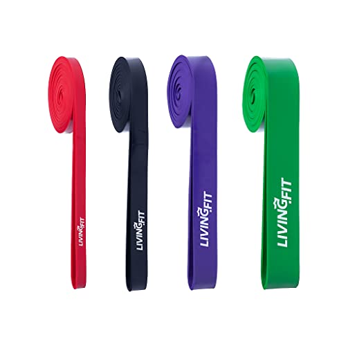 Living.Fit Stretching Resistance Band, 10 LB to 200 LB Weight Resistance - Extra Strength, Mobility, Stretching, Powerlifting Bands, Pull Up Assist, Therapy Band, Home Exercise, Pull Up Band