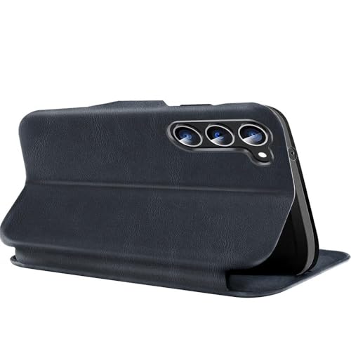 Image of Flip Cover Back Case for Samsung Galaxy S24 5G | Genuine Leather Finish | Inbuilt Pockets & Stand | Flip Back Cover Case for Samsung Galaxy S24 5G (Faux Leather, Black)