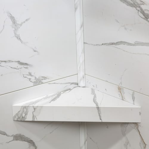 Palisade 78in x 60in x 32in Waterproof Vinyl Shower Surround Kit with Accessories in Carrara Marble - Thumbnail 4