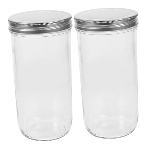 GRADENEVE 2 Tarros Pequeños Con Tapa Para Almacenamiento, Recipientes Transparentes Para Especias, Dispensadores De Mermelada, Tarros De Vidrio Para Cocina, Recipientes Para Miel.