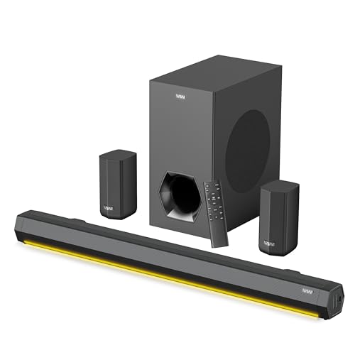 Image of VW Aura Bar | 300W Soundbar | 5.1 Channel Home Theatre | 6.5 inch subwoofer | Multiple Connectivity & Sleek Design | Stylish Remote & LED Display (Black)