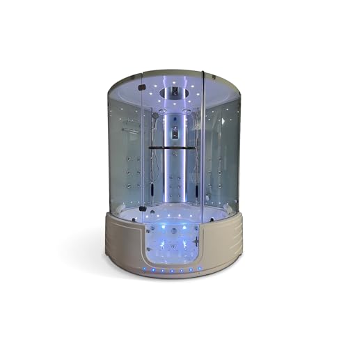 Maya Bath Platinum Comfort Luxury Home Spa Steam Shower & Whirlpool Bathtub | 2-Person (55' x 55' x 88') | 5KW Generator, 38 Massage Jets, Inline Heater, Bluetooth & Touchscreen Controls (Black)