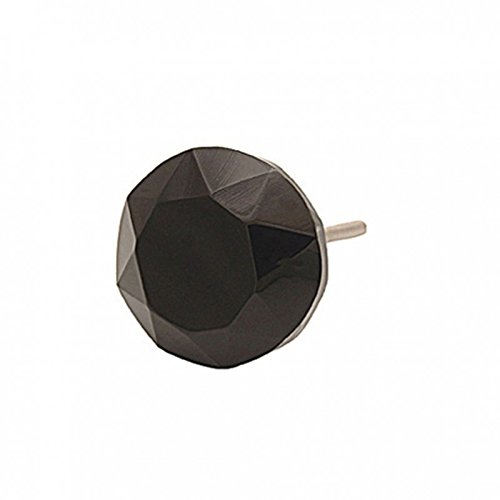 Bouton de porte en verre de 3.5 cm au design de cristal noir ciselé