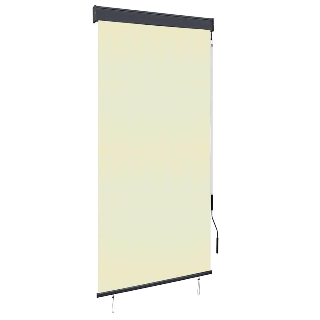 Store Roulant Extérieur 100 x 250 cm, Volet Vertical Manuel à Manivelle pour Balcon, Terrasse et Jardin, Rideau Intimité en Tissu Polyester Crème, Fixation au Plafond