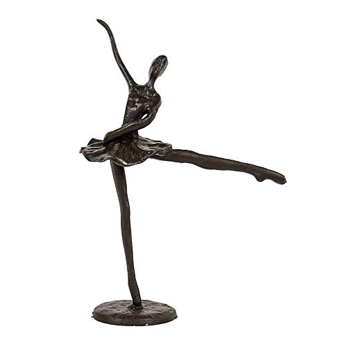 WLVG Escultura de dança de balé, estátuas de bailarina de balé de ferro para ornamento de mesa em casa, bronze, 15 x 6 x 21 cm