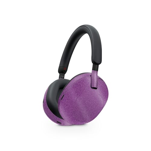 Image of MightySkins Glossy Glitter Skin Compatible with Sony WH-1000XM5 Headphones - Solid Purple | Protective, Durable High-Gloss Glitter Finish | Easy to Apply