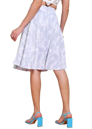 Image of FRAULEIN Women's Tie-Dye A-Line Self Design Printed Maxi /Midi Skirt | High Waist Flared | Soft Ribbed Texture | Casual Summer Knee Length Vacation Skirt