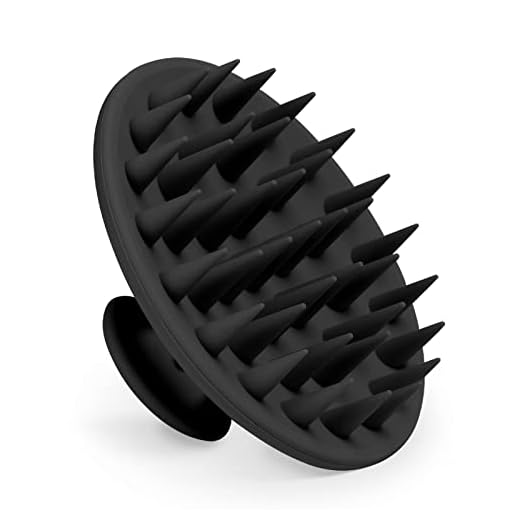Meartchy Silicone Scalp Massager Shampoo Brush, Scalp Brush for Hair Growth & Dandruff Removal, Hair Scrubber Scalp Stimulator Exfoliator Brush with Soft Bristles for Wet Dry Scalp Care (Black)