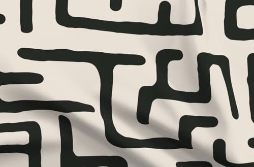 Spoonflower Fabric - Mudcloth Neutral Rustic Farmhouse Black Cream Modern Geometric Printed on Basketweave Cotton Canvas Fabric Fat Quarter - Upholstery Home Decor Bottomweight Apparel