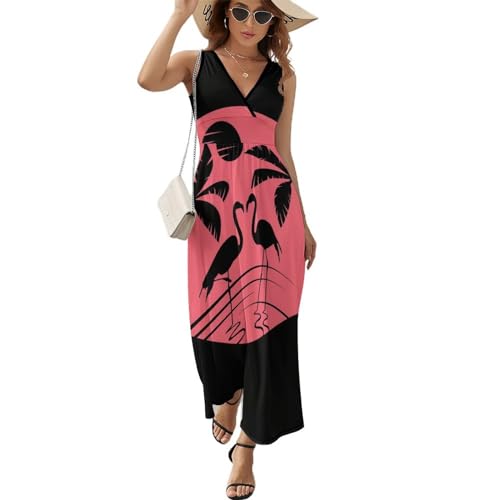Robe Longue D'été Flamant Idéale pour Vos Journées Plage et Soirées Guinguette Chic
