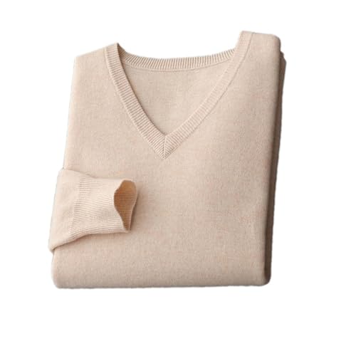 Men's Merino Wool Sweater V-Neck Long Sleeve Knitted Casual Loose Warm Pullover