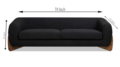Image of A to Z Furniture Classic Chesterfield Sofa Set Luxury Chesterfield Sofa in for Home Living Room & Office (3 Seater Sofa Black Towel febrick)