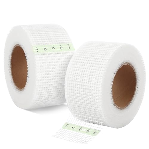 2 Stück Fugenband Selbstklebend 50 mm x 5m Fugendeckstreifen Glasfaser Gewebeband Bewehrungsstreifen für Lückenlosen Verspachteln von Fugen