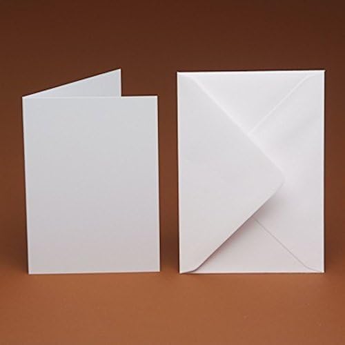 10 A5 300gsm Blank Cards and 10 Smooth 100gsm C5 Envelopes (White Linen 300gsm)