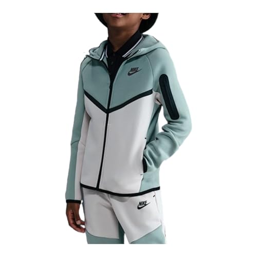 Nike Sportswear Tech Fleece Big Kids' Full-Zip Hoodie (Dusty Sage/Light Orewood Brown/Black/Plum Eclipse)