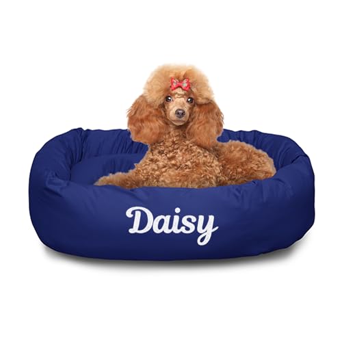 Majestic Pet Personalized 32 Inch Calming Dog Bed - Washable, Soft Round Dog Bed with Spine Support...