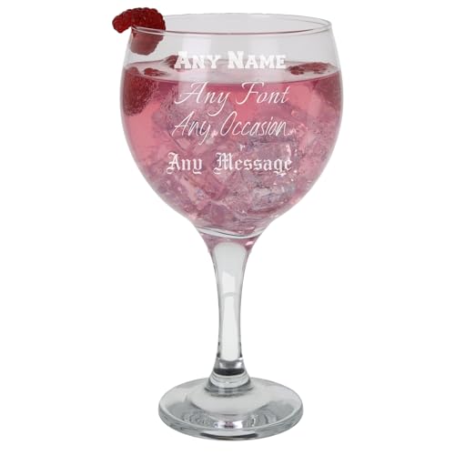 Gin Glass Gifts for Women or Men - Personalised Gin Glass Goblet with Stem Any Message & 20 Font Choices - Personalised Glass for Women Balloon Gin Glass Gifts for Birthday Wedding Retirement