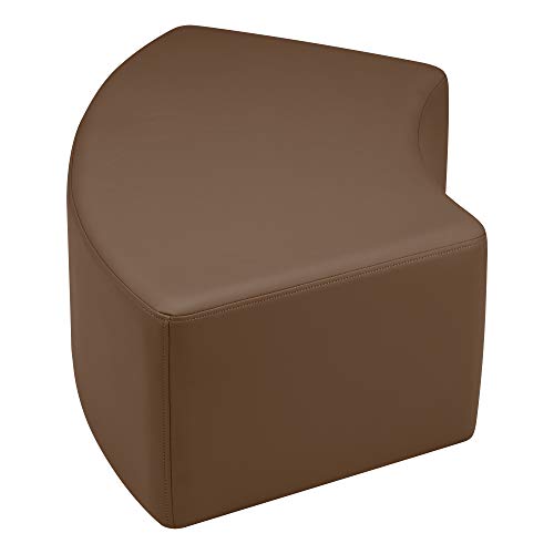 Image of Sprogs 12 inch H Structured S-Curve Stool -Flexible Modular Collaborative Soft Seating for Office, Home, Lounge and School Classrooms with Durable Frame & Set of 6 inch Legs Add-on -Chocolate