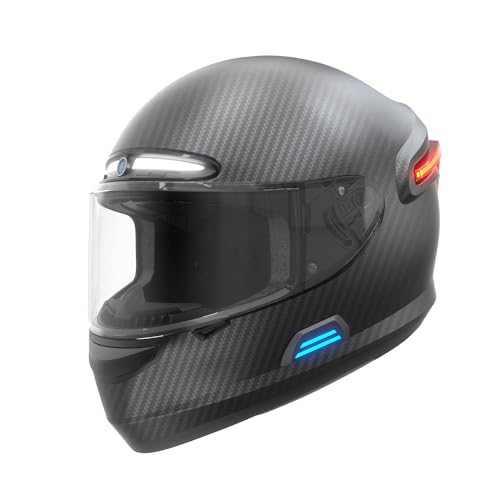 LIVALL MC1 Pro Motorradhelm mit Bluetooth und Kamera | Integralhelm mit Gegensprechanlage, 1080p Full HD, Blinker und Bremslicht, Sturzerkennung mit SOS, Carbon | ECE und DOT, Herren und Damen | L