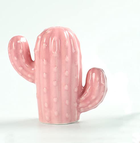 KiaoTime Ceramic Toothpick Holder Dispenser,Pink Color,Novelty Cute Cactus Design Toothpick Dispenser Box Container for Kitchen Counter Dinning Table Cabinet Décor