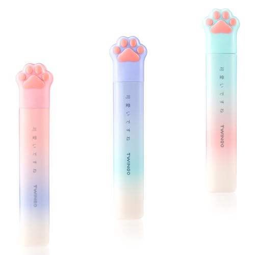 3 Pcs Cute Mini Cartoon Cat Paw Stainless Steel Craft Scissors, Folding Stationery Scissors with Safety Cover, Portable for Paper Cutting, Scrapbooking, Crafting