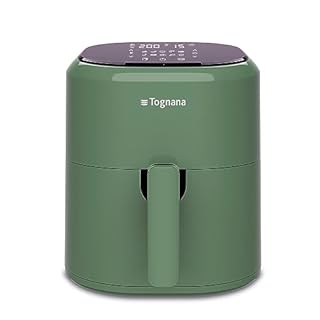 Tognana Iridea, Friggitrice ad aria 4,5 L con contenitore e griglia antiaderente e display digitale, verde salvia