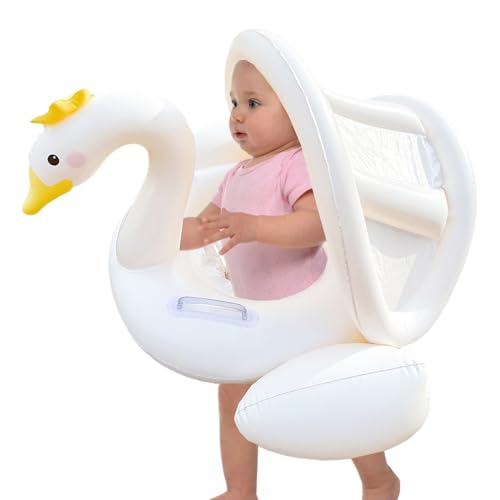 Anillo de natación inflable portátil infantil con sombrilla plegable 7