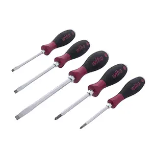 5 Piece Set Includes 7/32, 1/4 and 5/16 slotted and #1 and #2 Phillips, Non-Slip Microfinish Screwdriver, Wiha Tools (1 Each)