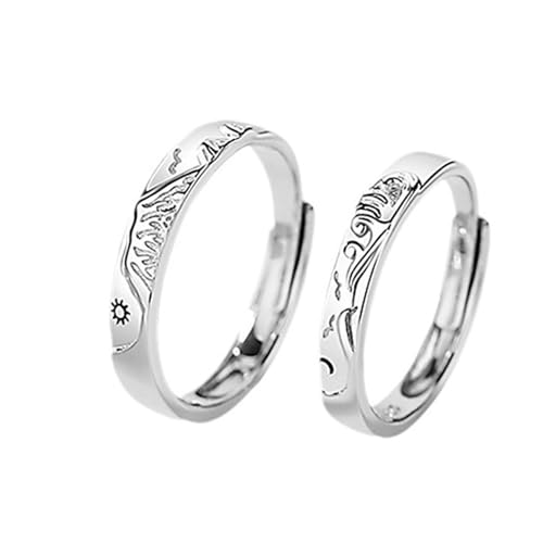 Les montagnes et les mers bague de fiançailles couple en argent