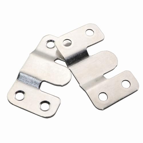 Image of 4 Pairs 53x30mm Recessed Mounting Bracket Thickened Stainless Steel Hook and Loop Multifunctional Connectors Interlocking Furniture Connector Silver Heavy Duty Photo Frame Hook