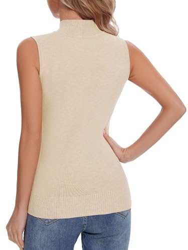 Image of Sleeveless Mock Neck Tops for Women Soft Slim Fit Knit Vest Tops