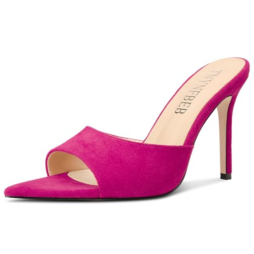 Image of TNYNFBEB Womens Stiletto High Heel Pointed Open Toe Sandals Mules Shoes Slingback Slip-on Prom Party Dress Summer 3.9 Inches Heels